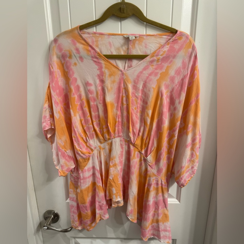 Cato XL Pink/Orange/White Tie Dye Top